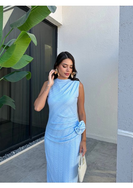 Sıfır Kol Bel Büzgülü Midi Elbise fiyatları