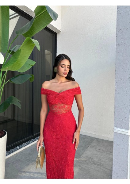 Göğüs Düğümlü Astarlı Dantel Elbise fiyatları