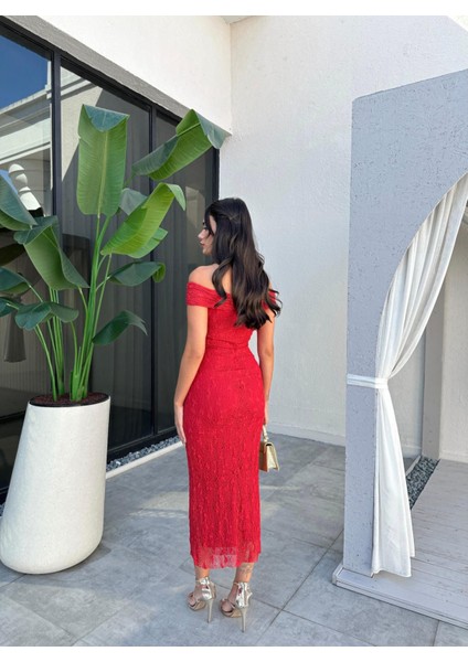 Göğüs Düğümlü Astarlı Dantel Elbise indirimleri