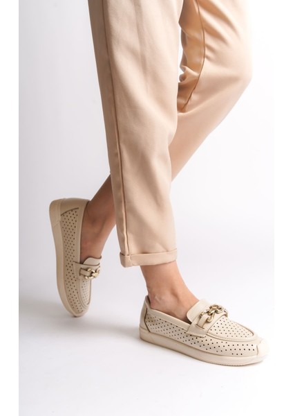 Layla Bağcıksız Ortopedik Rahat Taban Kalp Desenli Kadın Babet Ayakkabı Ckt - Ten fiyatları