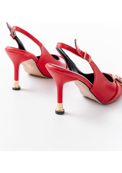 Kadın AYAKKABIİNF-1151 Kırmızı Günlük Arkası Açık Topuklu Bayan Ayakkabı indirimleri