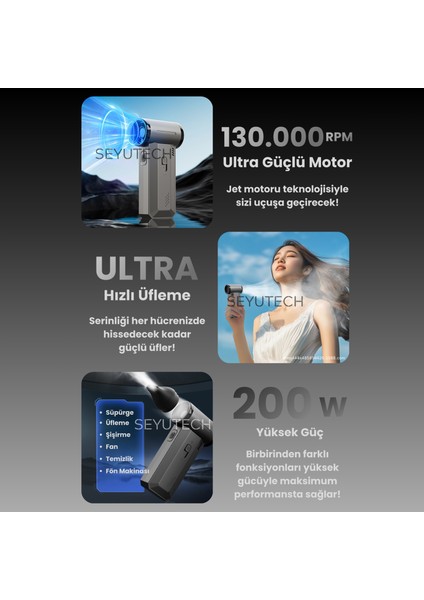 Violent Turbo Jet Fan 130000RPM Ultra Güçlü Motor Güçlü Vakum 4000MAH Bataryalı Üflemeli fiyatları