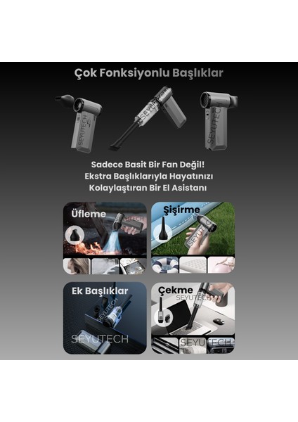 Violent Turbo Jet Fan 130000RPM Ultra Güçlü Motor Güçlü Vakum 4000MAH Bataryalı Üflemeli modelleri