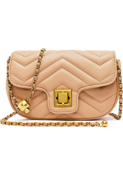 Kadın Bej Uzun Askılı Kapitone Mini Çapraz Çanta 25ABD2430KP