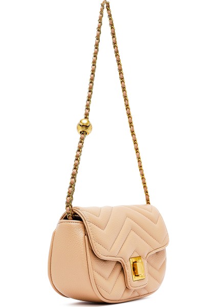 Kadın Bej Uzun Askılı Kapitone Mini Çapraz Çanta 25ABD2430KP