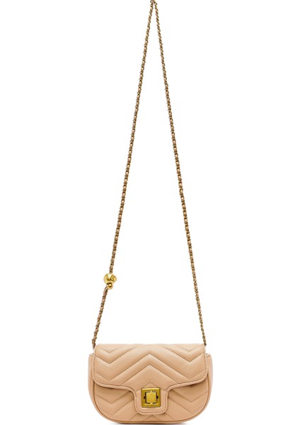 Kadın Bej Uzun Askılı Kapitone Mini Çapraz Çanta 25ABD2430KP