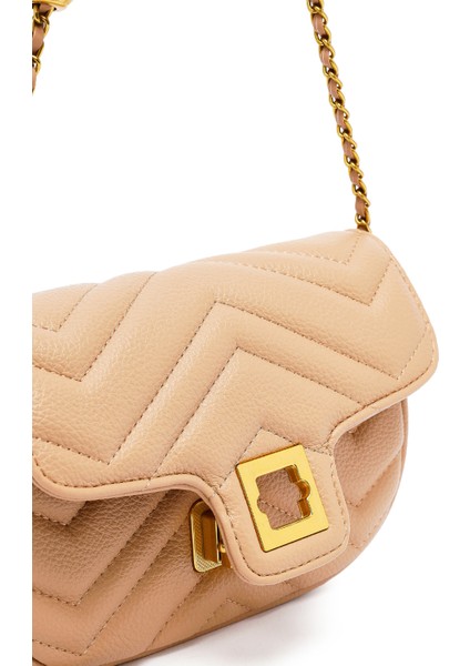 Kadın Bej Uzun Askılı Kapitone Mini Çapraz Çanta 25ABD2430KP