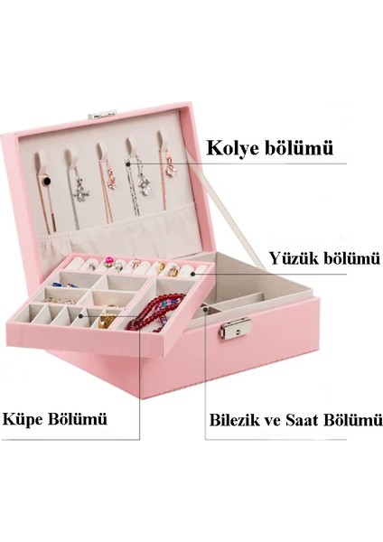 Mk-26 Lüks 3 Bölmeli Mücevher Düzenleyici Takı Kutusu Yüzük Kolye Küpe Bileklik Organizeri fırsatları