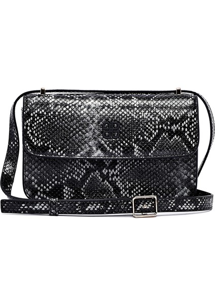 Kadın Siyah Uzun Askılı Desenli Çapraz Çanta 25ABD243526