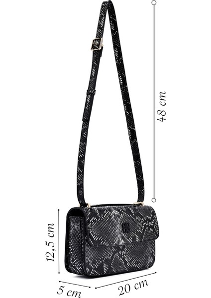 Kadın Siyah Uzun Askılı Desenli Çapraz Çanta 25ABD243526 fiyatları