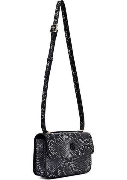 Kadın Siyah Uzun Askılı Desenli Çapraz Çanta 25ABD243526