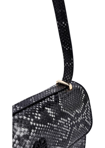 Kadın Siyah Uzun Askılı Desenli Çapraz Çanta 25ABD243526