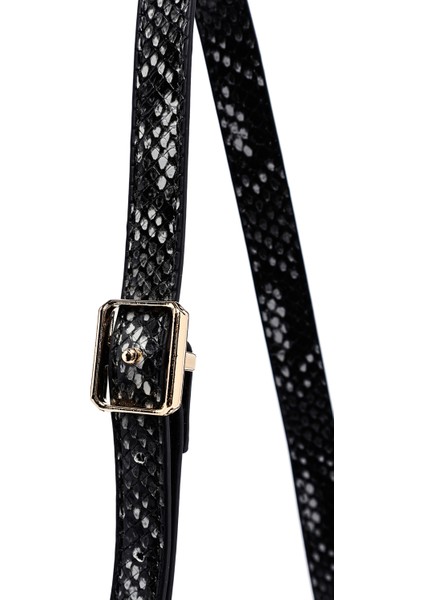 Kadın Siyah Uzun Askılı Desenli Çapraz Çanta 25ABD243526