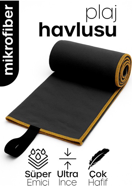 Unisex Mikrofiber Plaj Havlusu 80X130 cm Yumuşak Dokulu Deniz Banyo Sporcu Havlusu Large Boy Siyah indirimleri