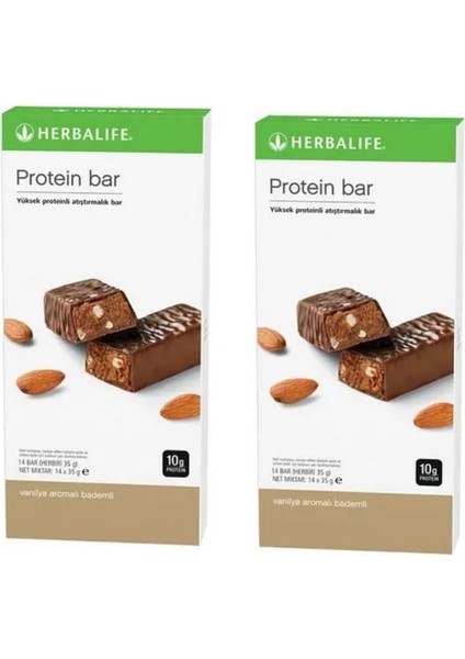 2'li Protein Bar Vanilya Aromalı Bademli 14LÜ*2 Paket - Enerji ve Besin Takviyesi