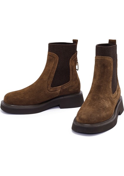 Kadın Taba Süet Deri Chelsea Bot 25WFD200310 modelleri
