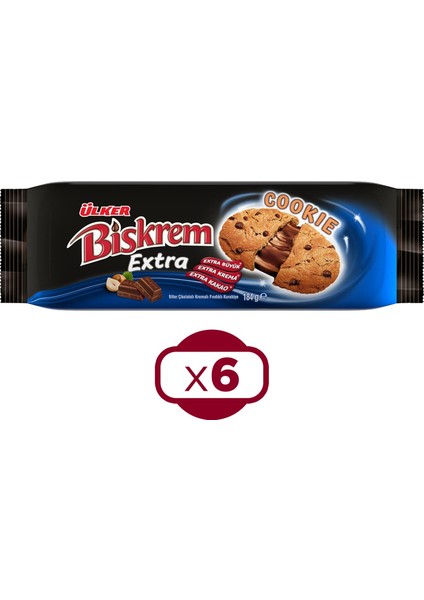Biskrem Extra Cookie 184 gr x 6 Adet