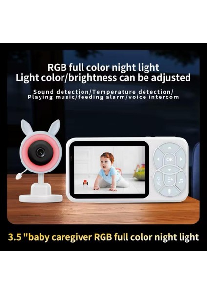 Bebek Kamerası Kumandalı Monitörlü Karşılıklı Konuşma Rgb Işıklı Hdgece Görüslü Hatırlatıcılı Kamera