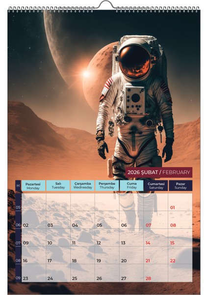 2026 Uzay / Space Duvar Takvimi fiyatları