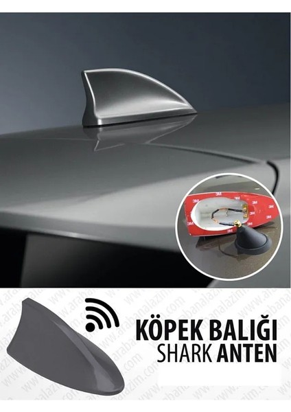 Nissan Qashqai Uyumlu Silikon Tabanlı Shark Köpekbalığı Balina Tavan Anteni Gri fırsatları