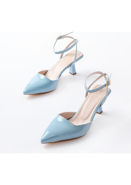 Kadın AYAKKABIST-004 Bebe Mavi Rugan Günlük 7 cm Topuklu Bayan Ayakkabı modelleri
