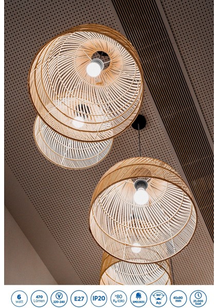 RTL09101-5 Rother G45 LED Ampul 6W E27 470 Lümen 6000K Beyaz Işık Enerji Tasarruflu Ampul 5 Adet modelleri