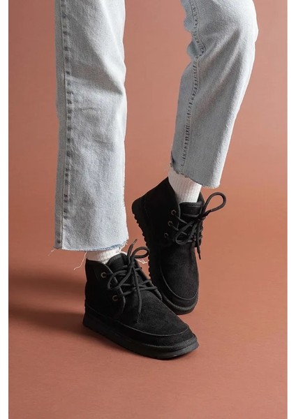 Süet Içi Kürklü Bağcıklı Alçak Taban Kadın Bot fiyatları