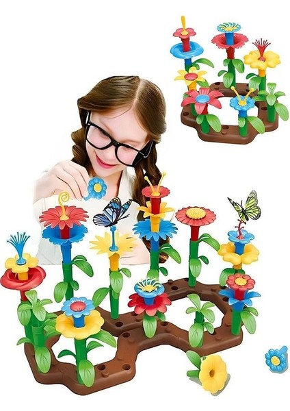 52 Parça Bahçe Çiçek Yapım Seti Yapı Blokları Yapboz Bul Tak Puzzle Eğitici Oyuncak Çiçek Bahçesi modelleri