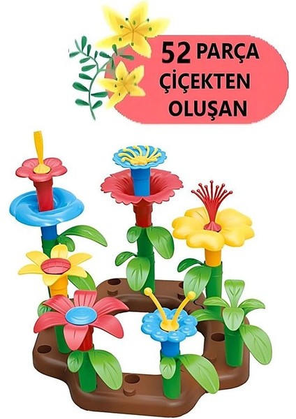 52 Parça Bahçe Çiçek Yapım Seti Yapı Blokları Yapboz Bul Tak Puzzle Eğitici Oyuncak Çiçek Bahçesi fırsatları