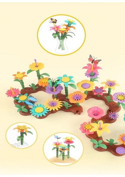 52 Parça Bahçe Çiçek Yapım Seti Yapı Blokları Yapboz Bul Tak Puzzle Eğitici Oyuncak Çiçek Bahçesi