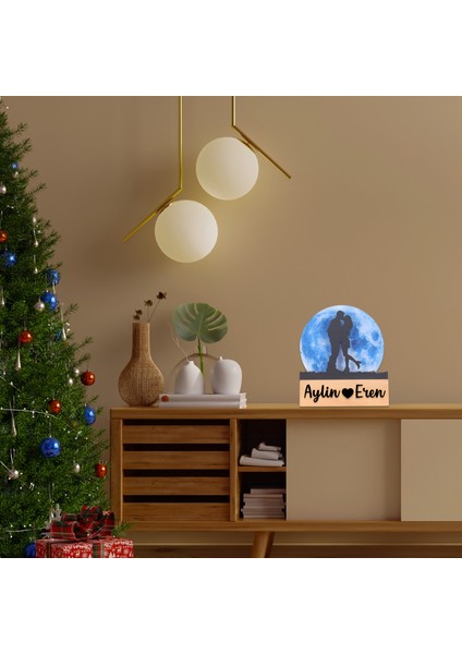 LED Işıklı Pleksi Dolunay Kişiselleştirilebilir Biblo Ametist Öpüşen Sevgili Anahtar Askılığı fırsatları