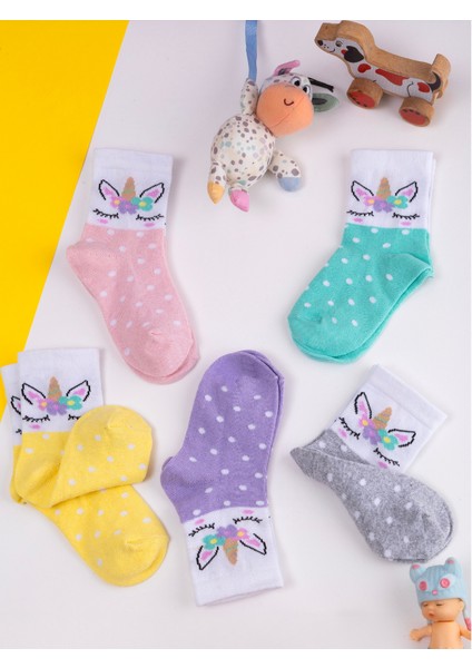 5'çift Bebek & Çocuk Çorabı Unicorn Desenli Okul,günlük,dört Mevsim Çorap fiyatları