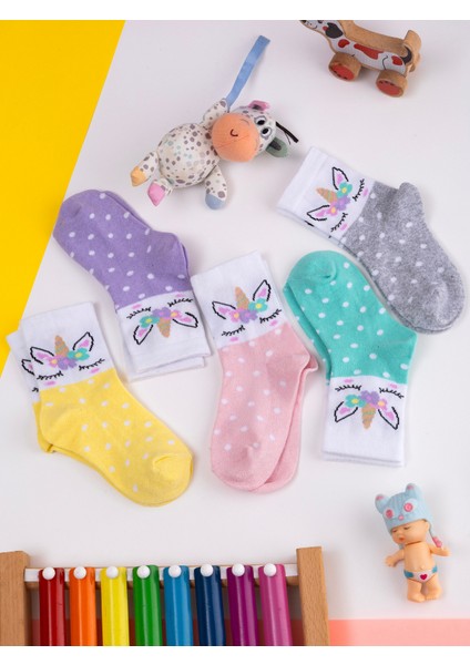 5'çift Bebek & Çocuk Çorabı Unicorn Desenli Okul,günlük,dört Mevsim Çorap fırsatları