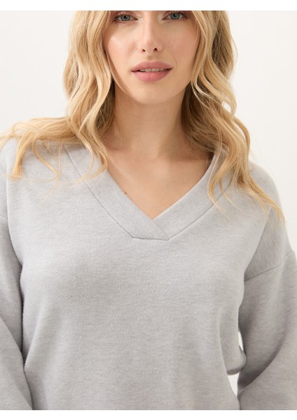 Kadın Sweatshirt 60595 - Gri Melanj fırsatları