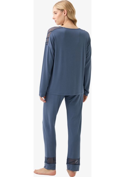 Kadın Pijama Takımı 51931 - Mavi modelleri