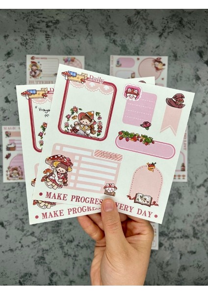 Seven Magic 12 Yaprak 86 Adet Açık Pembe Post-It ve Sticker Seti / Yapışkanlı Kağıt / Post-It / Çıkartma / Etiket modelleri
