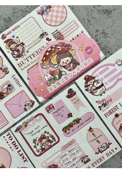 Seven Magic 12 Yaprak 86 Adet Açık Pembe Post-It ve Sticker Seti / Yapışkanlı Kağıt / Post-It / Çıkartma / Etiket fırsatları