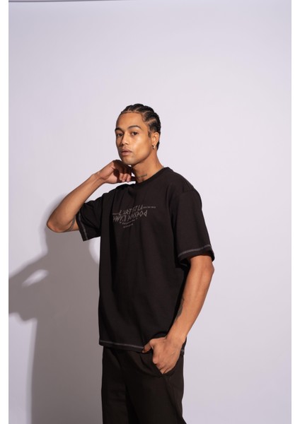 Erkek Oversize T-Shirt L'art Siyah fiyatları