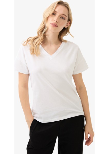 Kadın T-Shirt 60584 - Beyaz