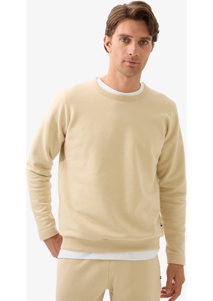 Erkek Sweatshirt 40839 - Krem
