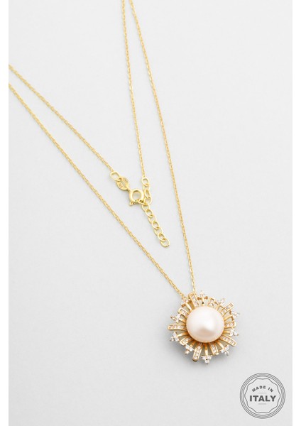 Rönesans 18 Ayar Sarı Altın Kaplama 43 cm Gümüş Kolye