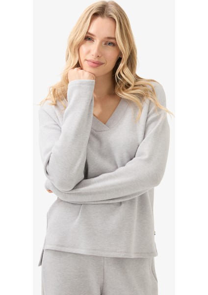 Kadın Sweatshirt 60595 - Gri Melanj