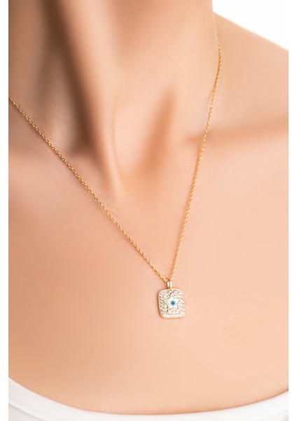 Nazar Yıldızı 18 Ayar Sarı Altın Kaplama 45 cm Gümüş Kolye fiyatları