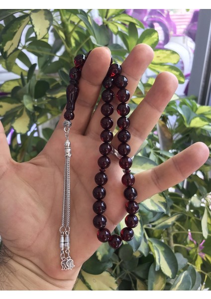 Kırmızı Renk Toz Kehribar Tesbih ST20250001