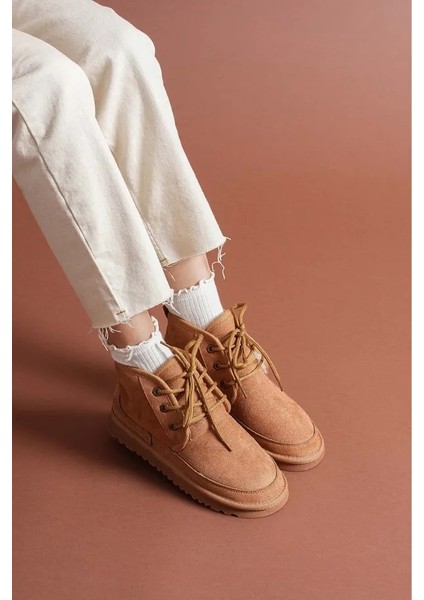 Süet Içi Kürklü Bağcıklı Alçak Taban Kadın Bot fiyatları