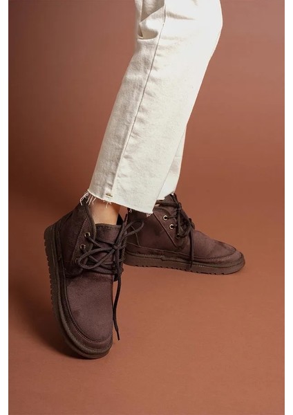 Süet Içi Kürklü Bağcıklı Alçak Taban Kadın Bot fiyatları