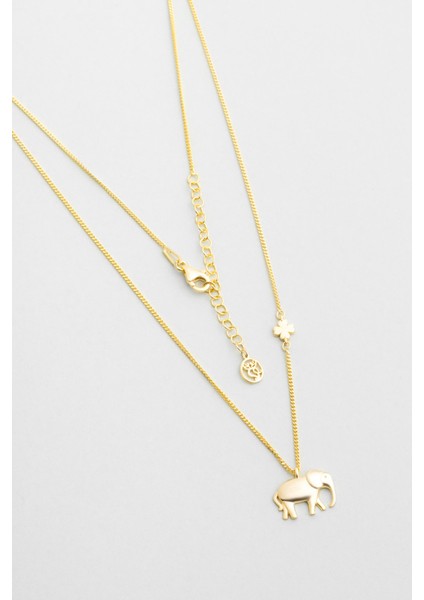 Little Elephant 18 Ayar Sarı Altın Kaplama 46 cm Gümüş Kolye