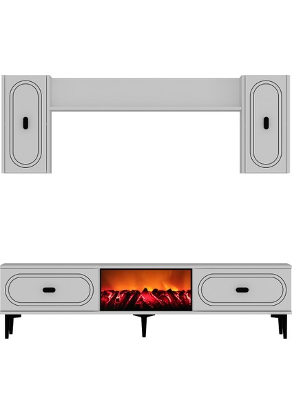Wenyct Şömineli (A) Tv Ünitesi Takımı Beyaz-Beyaz fırsatları