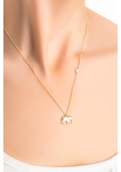 Little Elephant 18 Ayar Sarı Altın Kaplama 46 cm Gümüş Kolye fiyatları