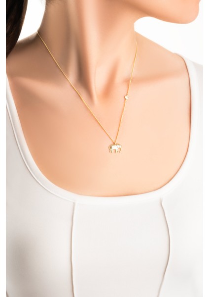 Little Elephant 18 Ayar Sarı Altın Kaplama 46 cm Gümüş Kolye fırsatları